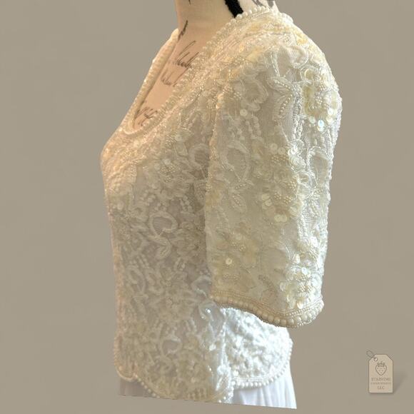 Vintage Brilliante by J.A. Ivory Beaded Sequin Formal Dress P/S - Picture 6 of 10